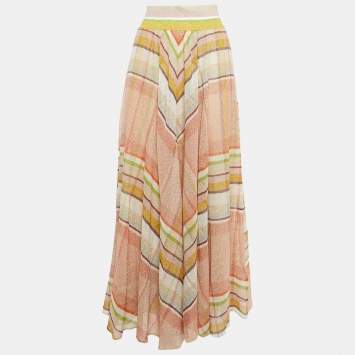 مملوكة مسبقًا Missoni Multicolor Lurex Mesh Knit Maxi Skirt L