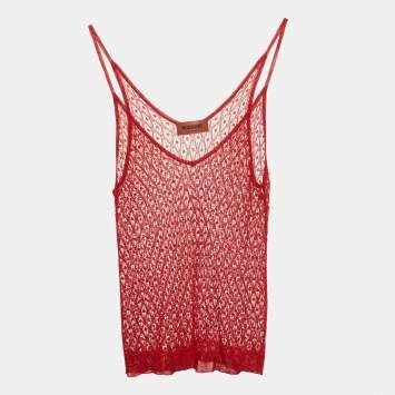 Pre Owned Missoni Red Open Knit Camisole S