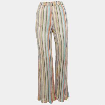 Pre Owned Missoni Multicolor Lurex Knit Sheer Flared Pants S