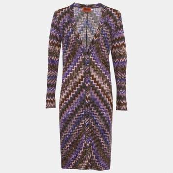 مملوكة مسبقًا Missoni Blue Chevron Knit Cardigan M