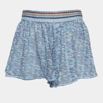 Pre Owned Missoni Mare Blue Lurex Knit Sheer Shorts M