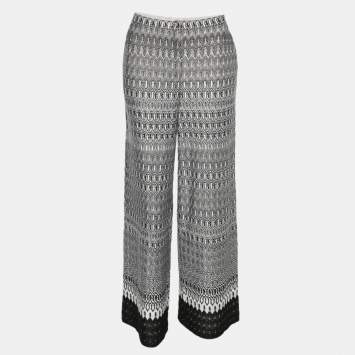 Pre Owned Missoni Black/White Knit Wide Leg Trouser S