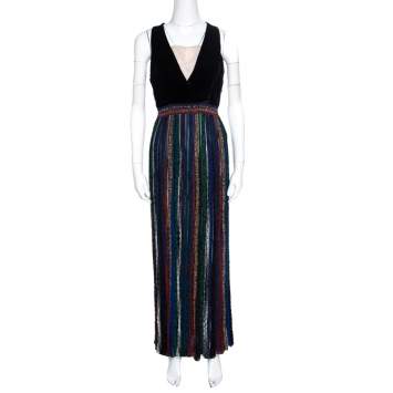 Pre Owned Missoni Velvet Bodice Detail Lurex Knit Sleeveless Maxi Dress S
