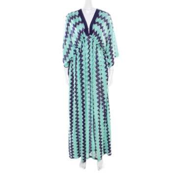 Pre Owned Missoni Mare Bicolor Chevron Patterned Knit Beach Cover Up Kaftan S 