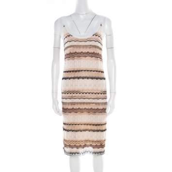 Pre Owned Missoni Multicolor Perforated Knit Sleeveless Dress S