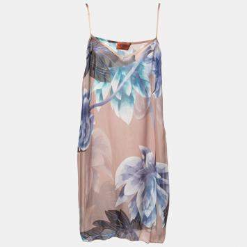 Pre Owned Missoni Multicolor Floral Printed Sheer Silk Slip Dress S