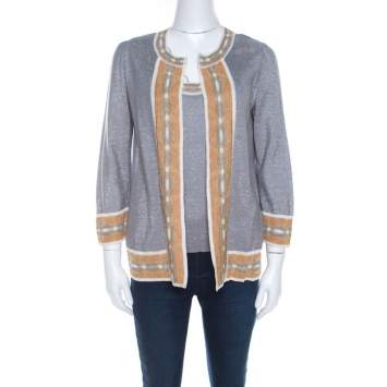 Pre Owned M Missoni Grey Knit Cardigan and Sleeveless Top Set M 