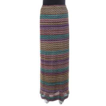 Pre Owned Missoni Multicolor Geometric Pattered Knit Maxi Skirt S