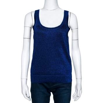 Pre Owned Missoni Blue Lurex Knit Tank Top M