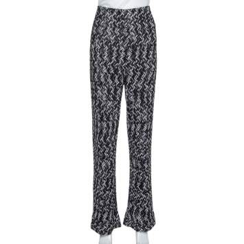 Pre Owned Missoni Monochrome Textured Lurex Knit Wide Leg Pants L