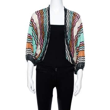 Pre Owned M Missoni Multicolor Lurex Knit Open Front Shrug M