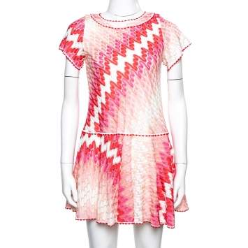 Pre Owned Missoni Pink Chevron Pattern Knit Dress 10 Yrs 