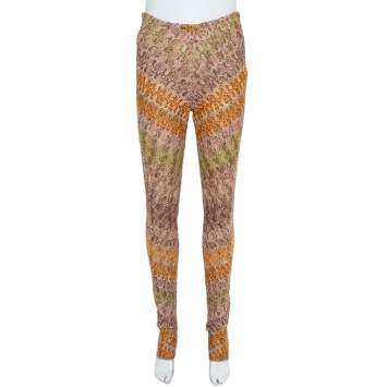 Pre Owned Missoni Multicolor Crocheted Knit Straight Leg Trousers S