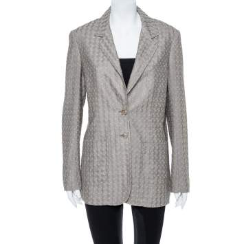 Pre Owned Missoni Gold & Grey Lurex Knit Blazer L