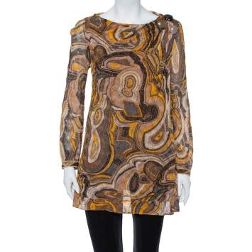 Pre Owned Missoni Multicolor Lurex Knit Bead Embellished Tunic M