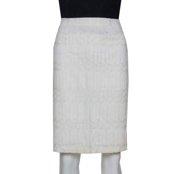 Pre Owned Missoni Cream Lace Mini Skirt M