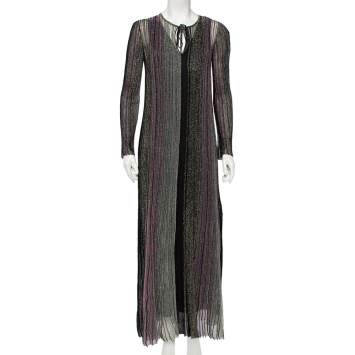 Pre Owned Missoni Multicolor Striped Lurex Knit Maxi Dress S