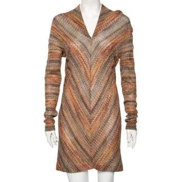 Pre Owned Missoni Multicolored Textured Lurex Knit Long Sleeve Dress M