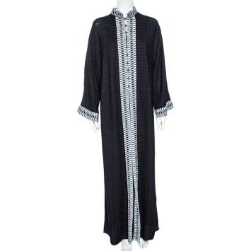 Pre Owned Missoni Black Knit Contrast Trim Detailed Cardigan L