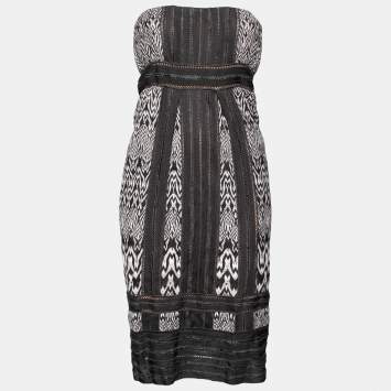Pre Owned Missoni Grey Patterned Knit Strapless Dress M