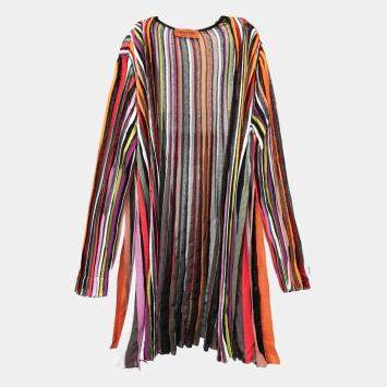 Pre Owned M Missoni Multicolor Lurex Stripe Knit Open Front Cardigan M