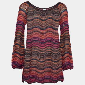 Pre Owned M Missoni Multicolor Wave Patterned Jacquard Tunic Top S