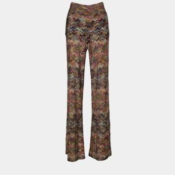 Pre Owned Missoni Multicolor Zig Zag Knit Flared Trousers L