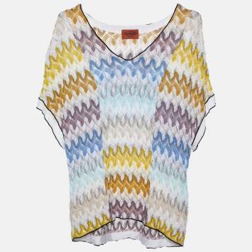 Pre Owned Missoni Multicolor Cotton Patterned Knit Oversized Top M