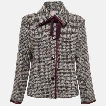 Pre Owned Missoni Multicolor Tweed Tie Neck Jacket L