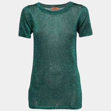 Pre Owned Missoni Green Lurex Knit T-Shirt S
