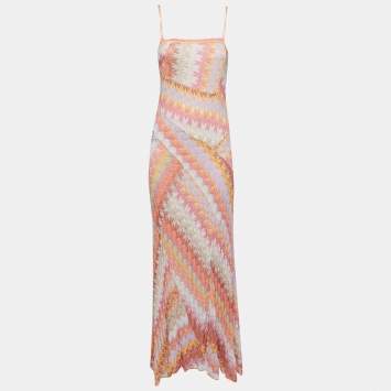 Pre Owned Missoni Multicolor Crochet Knit Maxi Dress S