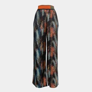 Pre Owned Missoni Multicolor Textured Lurex Knit High Waisted Culottes M