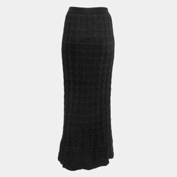 Pre Owned Missoni Black Patterned Knit Maxi Skirt M