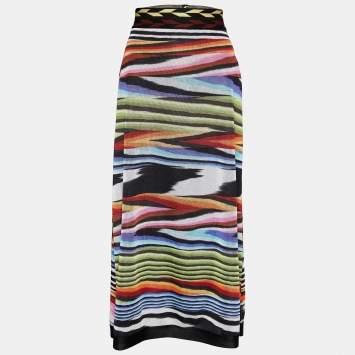 Pre Owned Missoni Multicolor Patterned Knit Maxi Skirt S