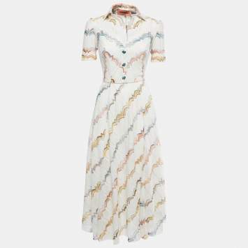 مملوكة مسبقًا Missoni Multicolor Patterned Knit Button Front A-Line Midi Dress XS