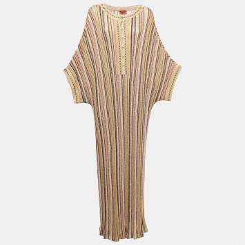 Pre Owned Missoni Multicolor Lurex Knit Kaftan Maxi Dress M