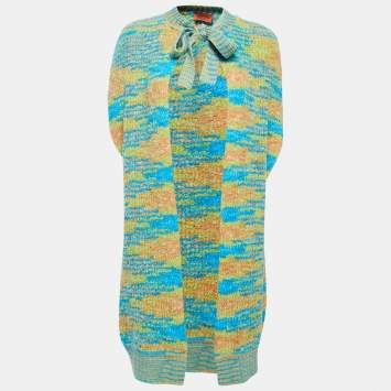 Pre Owned Missoni Multicolor Patterned Wool Blend Open Front Sleeveless Cardigan M