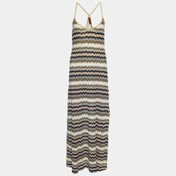 Pre Owned Missoni Multicolor Patterned Lurex Knit Maxi Dress M