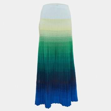 Pre Owned Missoni Multicolor Chevron Knit Flared Maxi Skirt M