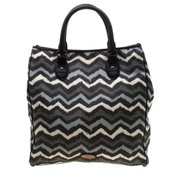 Pre Owned Missoni Multicolor Wave Printed Canvas and Leather Tote