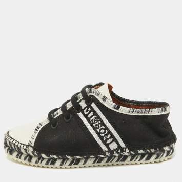 Pre Owned Missoni Black/White Canvas Espadrille Flats Size 36