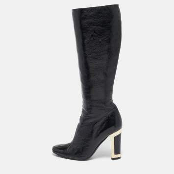 Pre Owned Missoni Black Patent Leather Calf Length Boots Size 39
