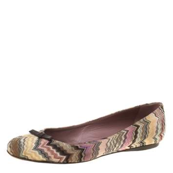 Pre Owned Missoni Multicolor Knit Ballet Flats Size 37 