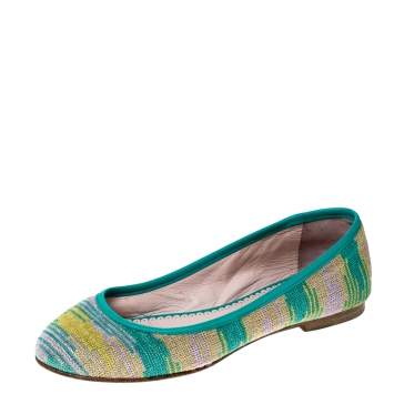 Pre Owned Missoni Multicolor Knit Fabric Ballet Flats Size 37