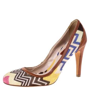 Pre Owned Missoni Multicolor Patterned Knit Fabric Pumps Size 38