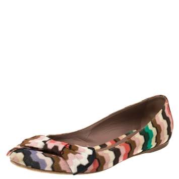 Pre Owned Missoni Multicolor Nylon Bow Ballet Flats Size 38.5