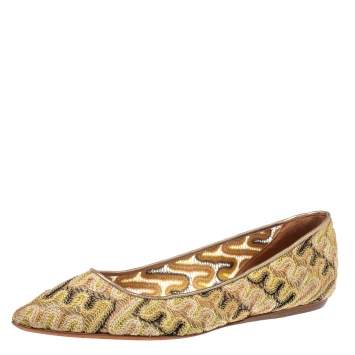 Pre Owned Missoni Metallic Multicolor Fabric Ballet Flats Size 39