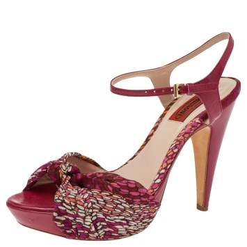 Pre Owned Missoni Multicolor Fabric Ankle Strap Sandals Size 38