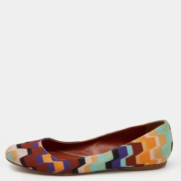 Pre Owned Missoni Multicolor Knit Fabric Ballet Flats Size 36