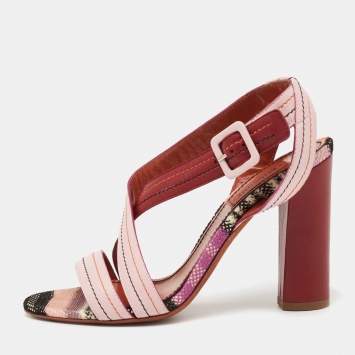 Pre Owned Missoni Pink/Red Leather Strappy Sandals Size 37